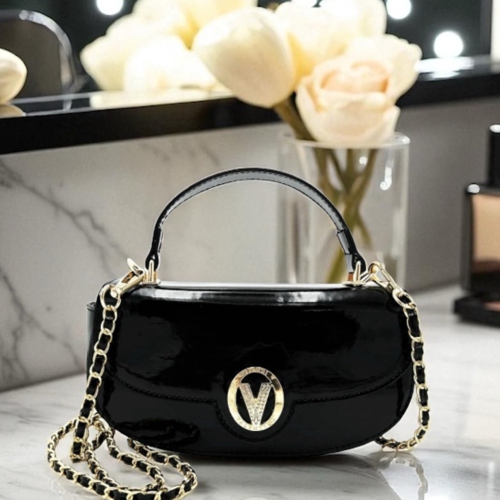 Valentino Orlandi Black Patent Leather Handbag